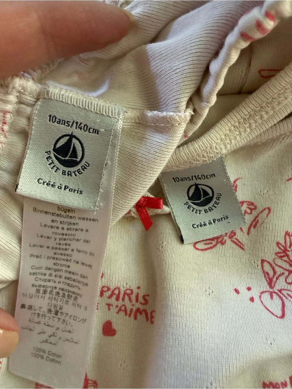 Petit Bateau Paris Eiffel Tower Pink Pointelle Pajamas Set size 10 Girls